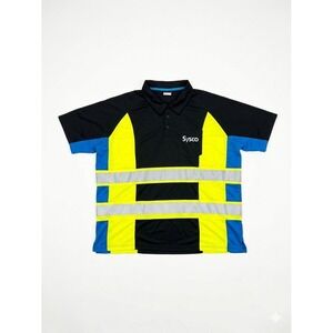 Aramark Shirt Men Black‎ Sz3XL Sysco Short Sleeve Work High VisabilityReflective